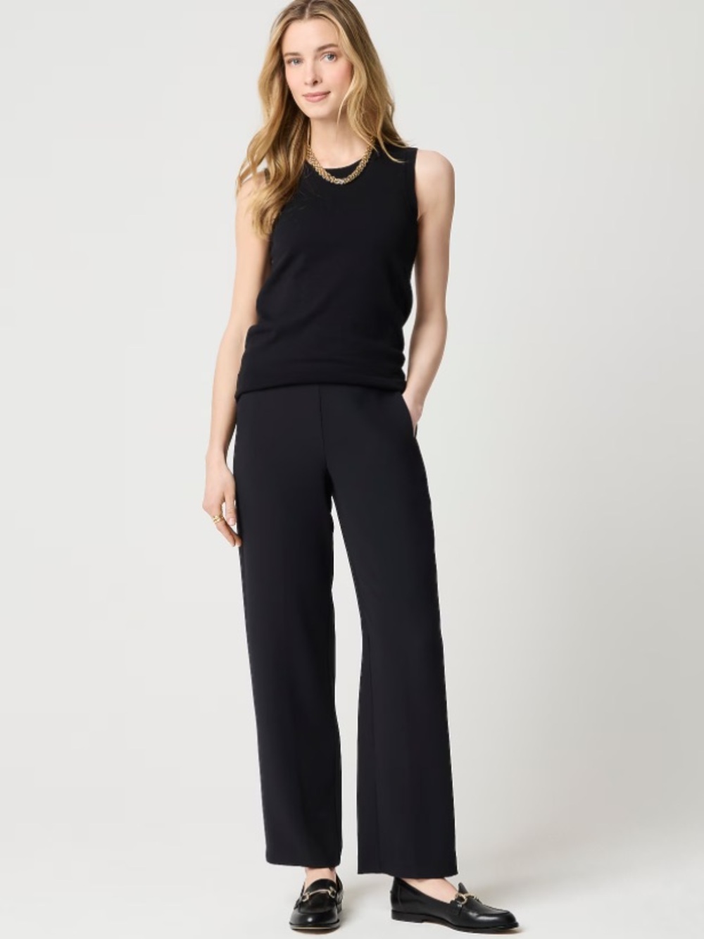 J. Crew Women's Petite Jamie wide-leg Pant Black Versatile Career Office Size P6